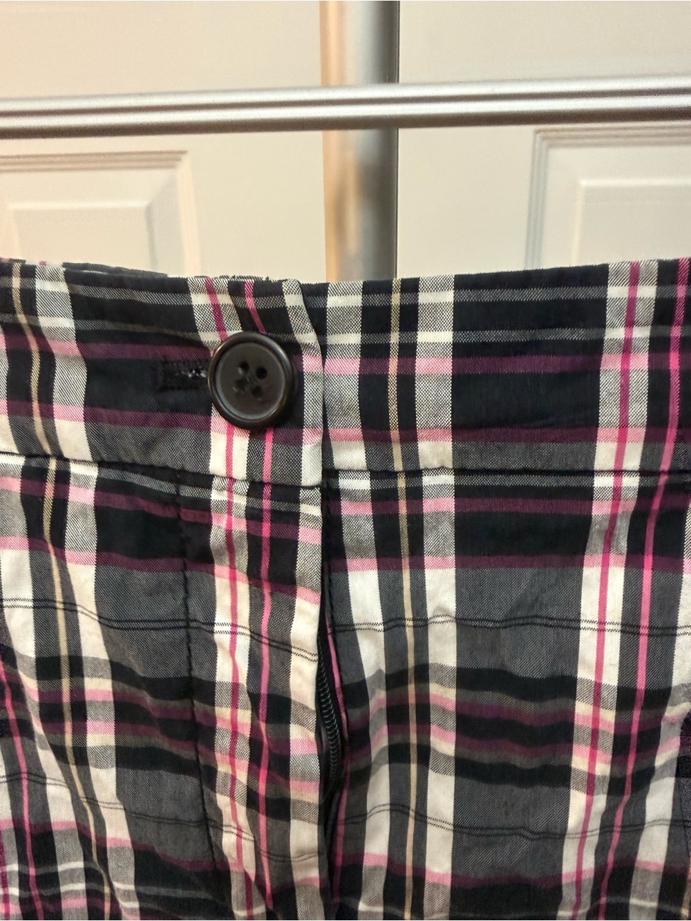 Anne Klein Sport Black White and Pink Plaid Bermuda Shorts - Picture 4 of 7